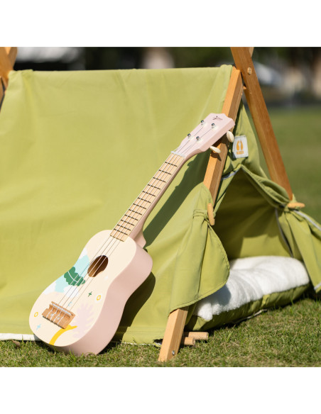 CLASSIC WORLD Drewniane Ukulele Gitara dla Dzieci Różowa