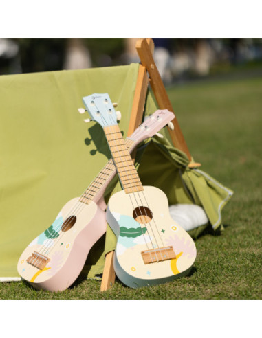 CLASSIC WORLD Drewniane Ukulele Gitara dla Dzieci Różowa