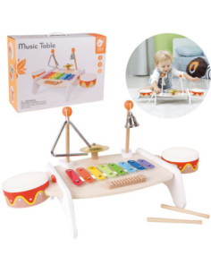 CLASSIC WORLD Zestaw Instrumenty Muzyczne dla Dzieci Ksylofon Tarka Cymbałki Bębenki Talerz Pałeczki Trójkąt Dzwonek 9 el.