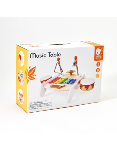 CLASSIC WORLD Zestaw Instrumenty Muzyczne dla Dzieci Ksylofon Tarka Cymbałki Bębenki Talerz Pałeczki Trójkąt Dzwonek 9 el.