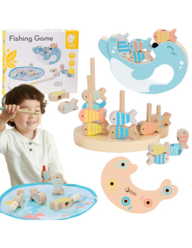 CLASSIC WORLD Drewniana Gra Łowienie Rybek Zestaw 2 Wędki 24 el.
