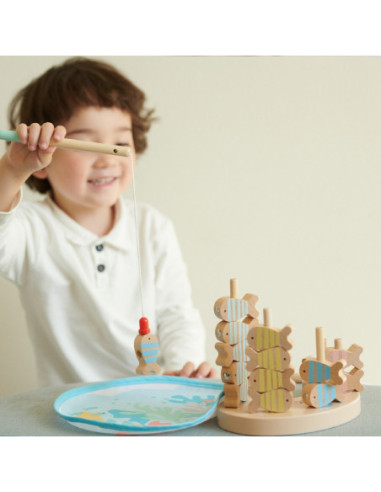 CLASSIC WORLD Drewniana Gra Łowienie Rybek Zestaw 2 Wędki 24 el.