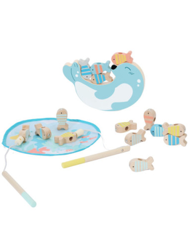 CLASSIC WORLD Drewniana Gra Łowienie Rybek Zestaw 2 Wędki 24 el.