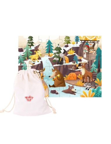 TOOKY TOY Puzzle z Ramką i Woreczkiem Alpejskie Zwierzęta i Krajobraz 49 el.