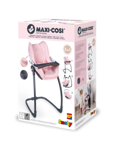 Smoby Krzesełko do karmienia Maxi Cosy Quinny 3w1 dla lalki Nosidełko Bujak