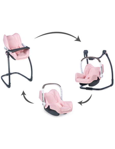 Smoby Krzesełko do karmienia Maxi Cosy Quinny 3w1 dla lalki Nosidełko Bujak