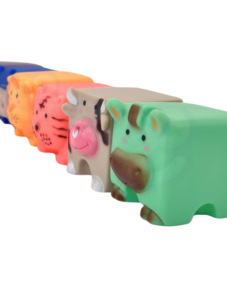 WOOPIE Klocki Sensoryczne Układanka Do Ściskania Dźwięk Zwierzątka 6 el.