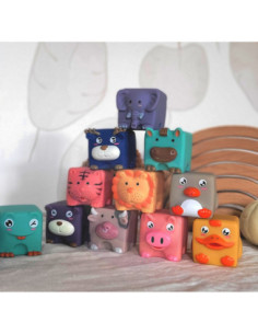 WOOPIE Klocki Sensoryczne Układanka Do Ściskania Dźwięk Zwierzątka 12 el. 2