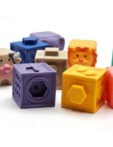 WOOPIE Klocki Sensoryczne Układanka do Ściskania Dźwięk Nauka Liczenia 12 el.