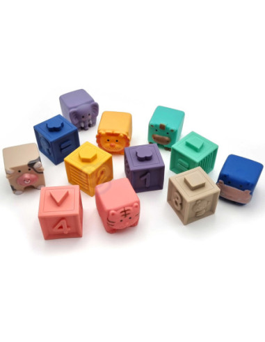 WOOPIE Klocki Sensoryczne Układanka do Ściskania Dźwięk Nauka Liczenia 12 el.