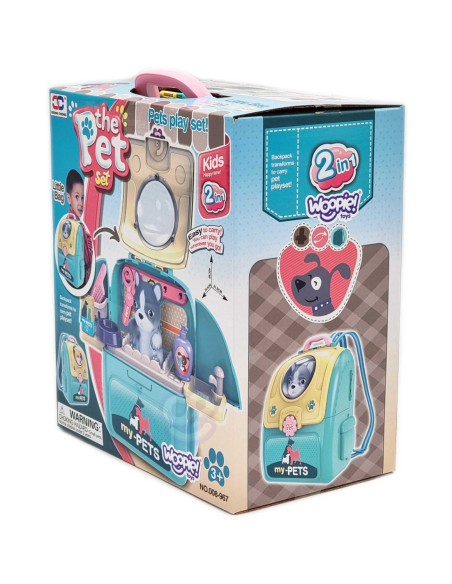WOOPIE Pies Przenosny Zestaw Pielęgnacyjny 2w1 w Plecaku Transporter