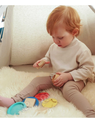 TOOKY TOY Drewniana Układanka Piramidka Kształty Miś 11 el.