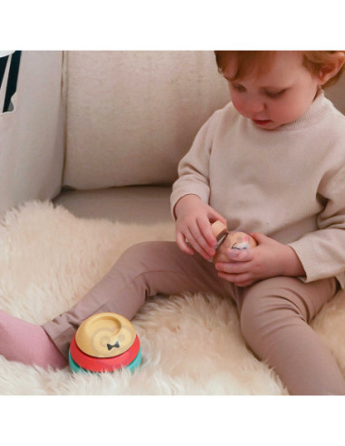 TOOKY TOY Drewniana Układanka Piramidka Kształty Miś 11 el.