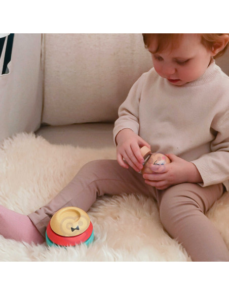 TOOKY TOY Drewniana Układanka Piramidka Kształty Miś 11 el.