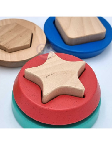 TOOKY TOY Drewniana Układanka Piramidka Kształty Miś 11 el.