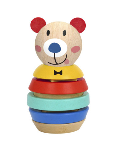 TOOKY TOY Drewniana Układanka Piramidka Kształty Miś 11 el.