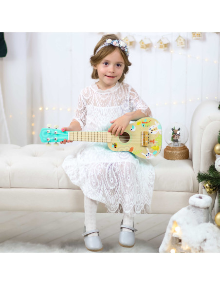 TOOKY TOY Drewniane Ukulele Gitara dla Dzieci 3+