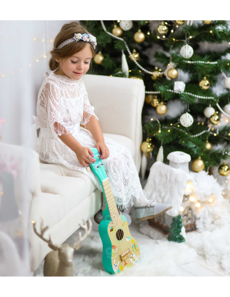 TOOKY TOY Drewniane Ukulele Gitara dla Dzieci 3+