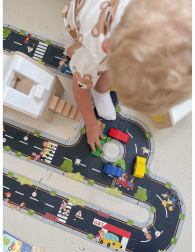 TOOKY TOY Puzzle Autostrada Makieta + 3 Samochodziki