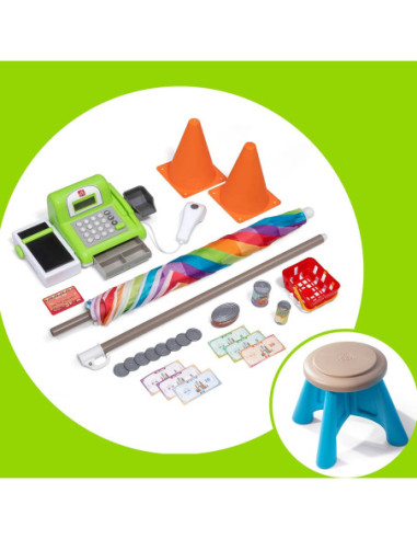 STEP2 Rynek Stragan Stoisko dla Dzieci Kasa Fiskalna Dystrybutor Parasol