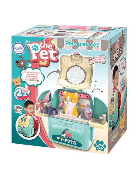 WOOPIE Kotek Przenośny Zestaw Pielęgnacyjny 2w1 w Plecaku Transporter