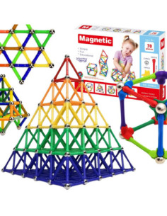 WOOPIE Klocki Magnetyczne Konstrukcyjne Układanka Kreatywna 70 el.