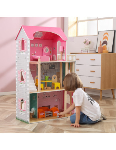 VIGA Duży Drewniany Domek dla Lalek