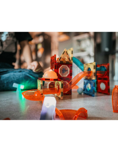 WOOPIE Klocki Magnetyczne Tor Kulkowy Świetlny 49 el.