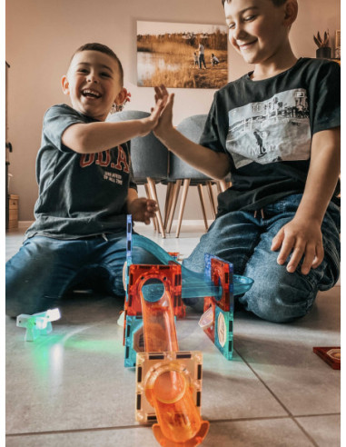 WOOPIE Klocki Magnetyczne Tor Kulkowy Świetlny 49 el.