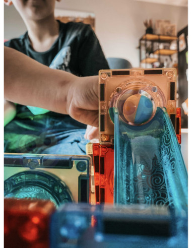 WOOPIE Klocki Magnetyczne Tor Kulkowy Świetlny 49 el.