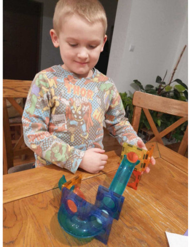 WOOPIE Klocki Magnetyczne Tor Kulkowy Świetlny 49 el.