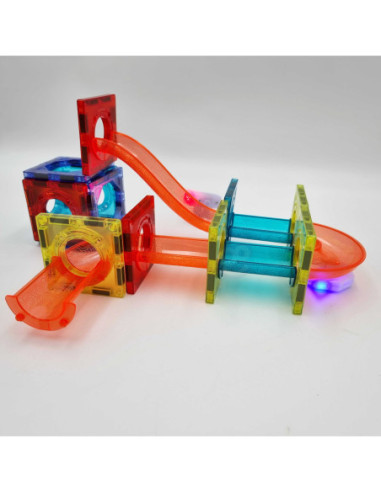 WOOPIE Klocki Magnetyczne Tor Kulkowy Świetlny 49 el.