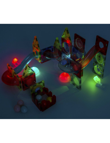 WOOPIE Klocki Magnetyczne Tor Kulkowy Świetlny 75 el.