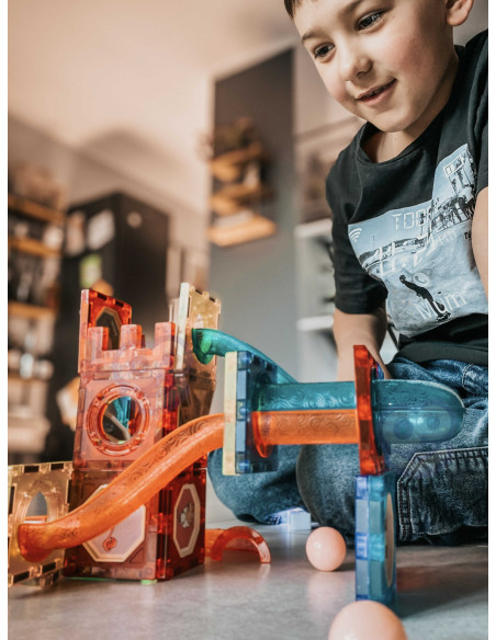 WOOPIE Klocki Magnetyczne Tor Kulkowy Świetlny 75 el.