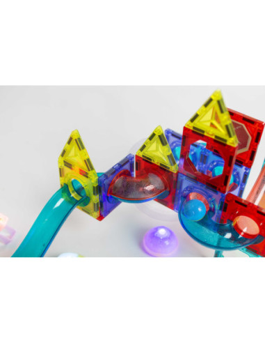 WOOPIE Klocki Magnetyczne Tor Kulkowy Świetlny 75 el.
