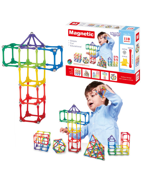 WOOPIE Klocki Magnetyczne Konstrukcyjne Układanka Kreatywna 70 el.