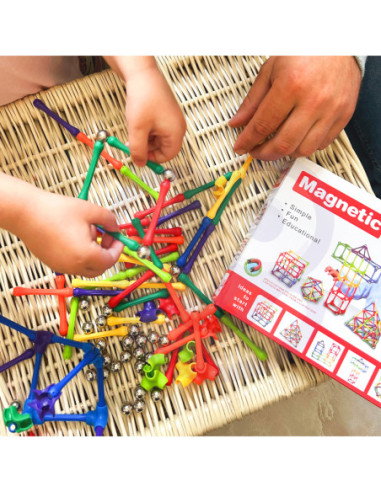 WOOPIE Klocki Magnetyczne Konstrukcyjne Układanka Kreatywna 70 el.