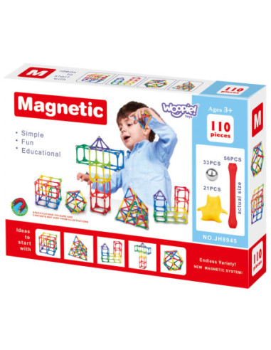 WOOPIE Klocki Magnetyczne Konstrukcyjne Układanka Kreatywna 70 el.