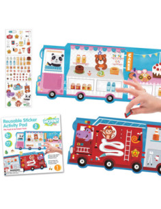 WOOPIE ART&FUN Reusable Stickers Creative Set Stickers Vehicles Fire Department Ice Cream Parlor 77 pcs.