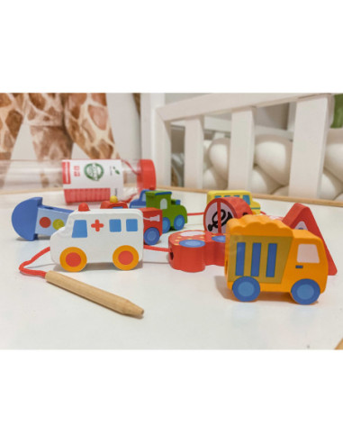 TOOKY TOY Klocki Koraliki Przeplatanka Do Nawlekania Pojazdy Samochody