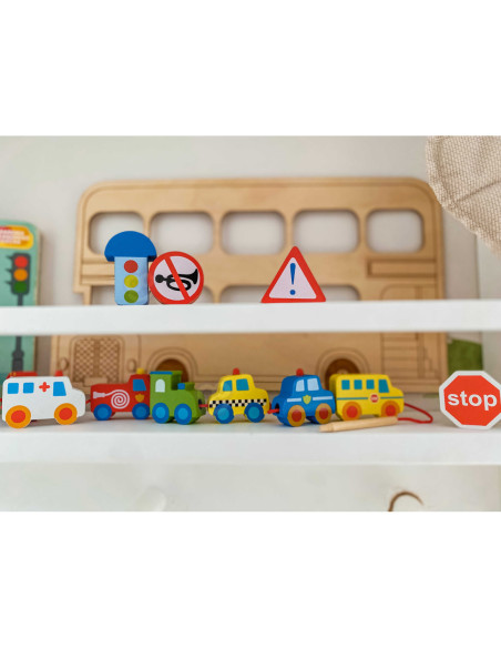 TOOKY TOY Klocki Koraliki Przeplatanka Do Nawlekania Pojazdy Samochody