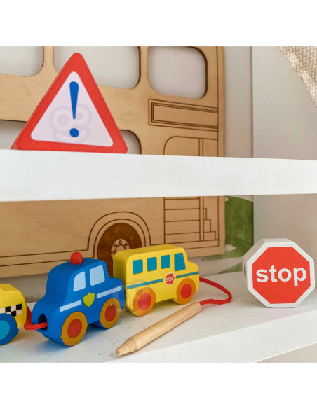 TOOKY TOY Klocki Koraliki Przeplatanka Do Nawlekania Pojazdy Samochody