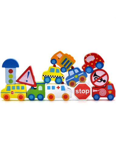 TOOKY TOY Klocki Koraliki Przeplatanka Do Nawlekania Pojazdy Samochody