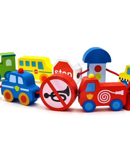 TOOKY TOY Klocki Koraliki Przeplatanka Do Nawlekania Pojazdy Samochody