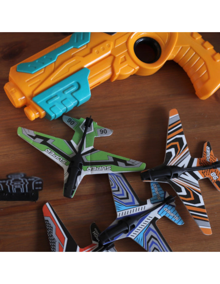 WOOPIE Pistolet Wyrzutnia Samolotów Automtyczna + 4 Samoloty