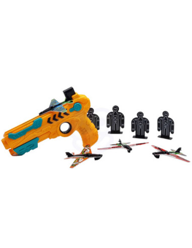 WOOPIE Pistolet Wyrzutnia Samolotów Automtyczna + 4 Samoloty