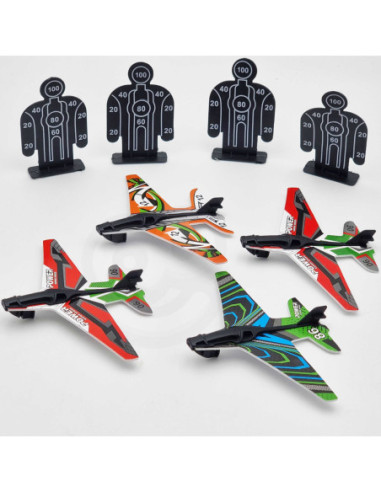 WOOPIE Pistolet Wyrzutnia Samolotów Automtyczna + 4 Samoloty