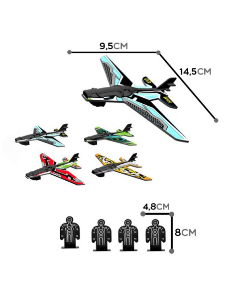 WOOPIE Pistolet Wyrzutnia Samolotów Automtyczna + 4 Samoloty
