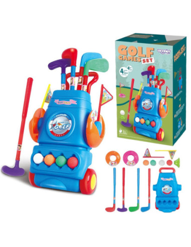 WOOPIE Zestaw do Gry w Golfa + Stojak na Akcesoria na Kółkach