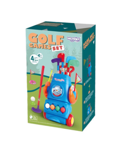 WOOPIE Zestaw do Gry w Golfa + Stojak na Akcesoria na Kółkach
